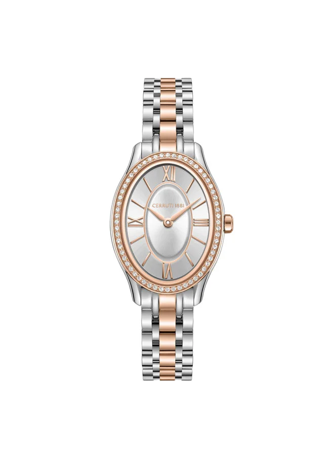 CERRUTI 1881 Brescia Silver Dial Stainless Steel Bracelet Analog Watch for Women, 26.5mm